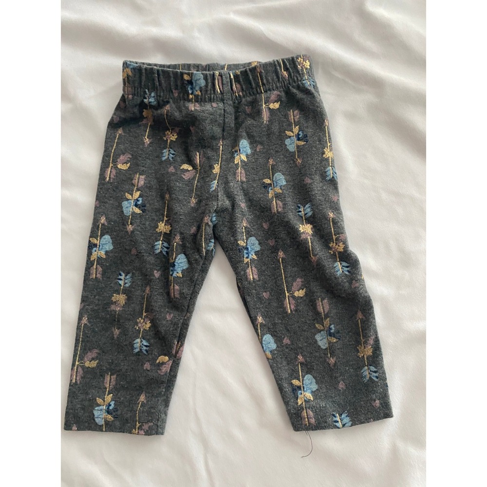 Carter's Baby Girl Arrow Print Boho Leggings Size 6/9M Gray Gold LL43265